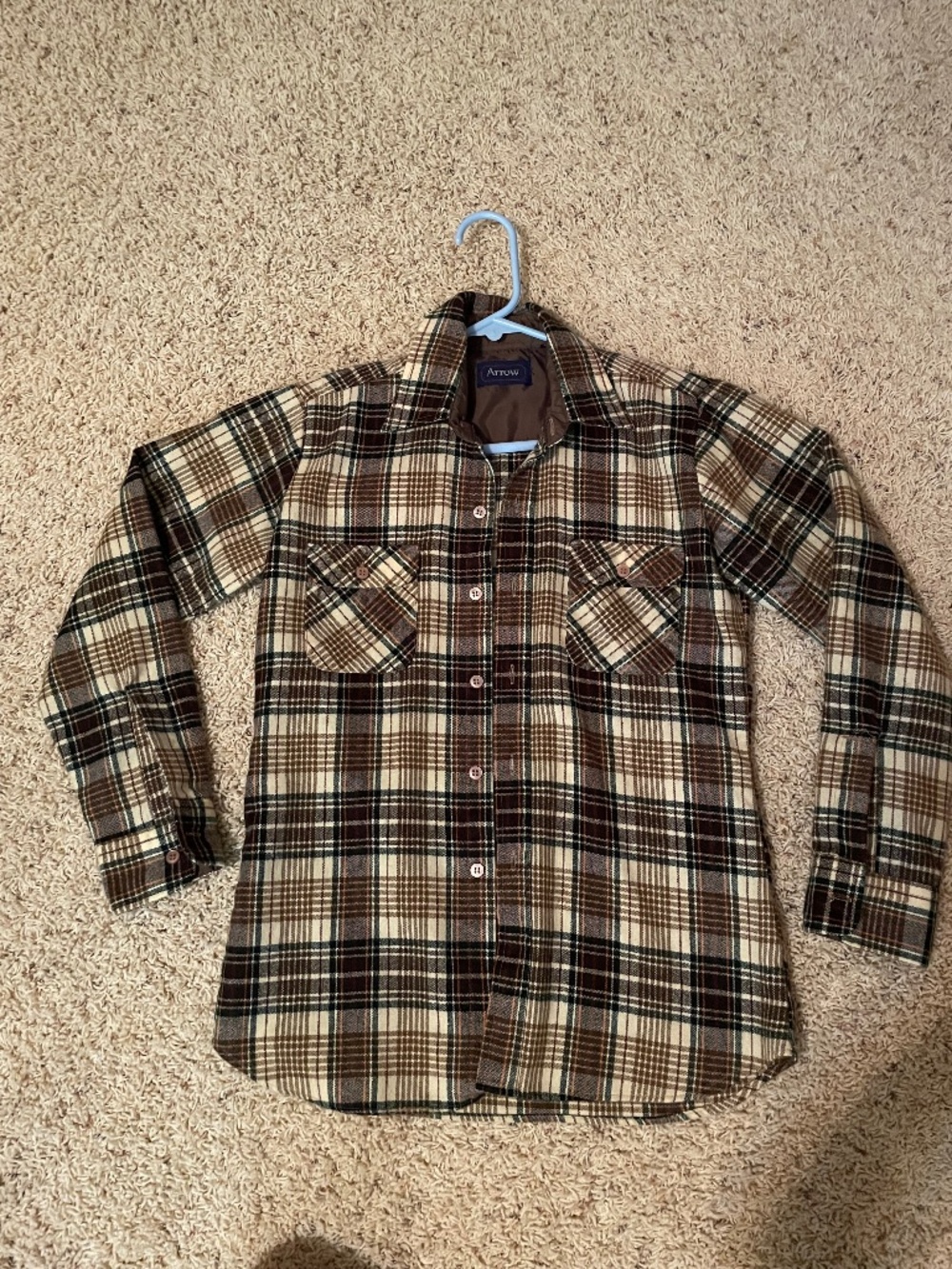 Vintage ARROW Kids Boy’s Size 14 Flannel Plaid Button Down Shirt Korea